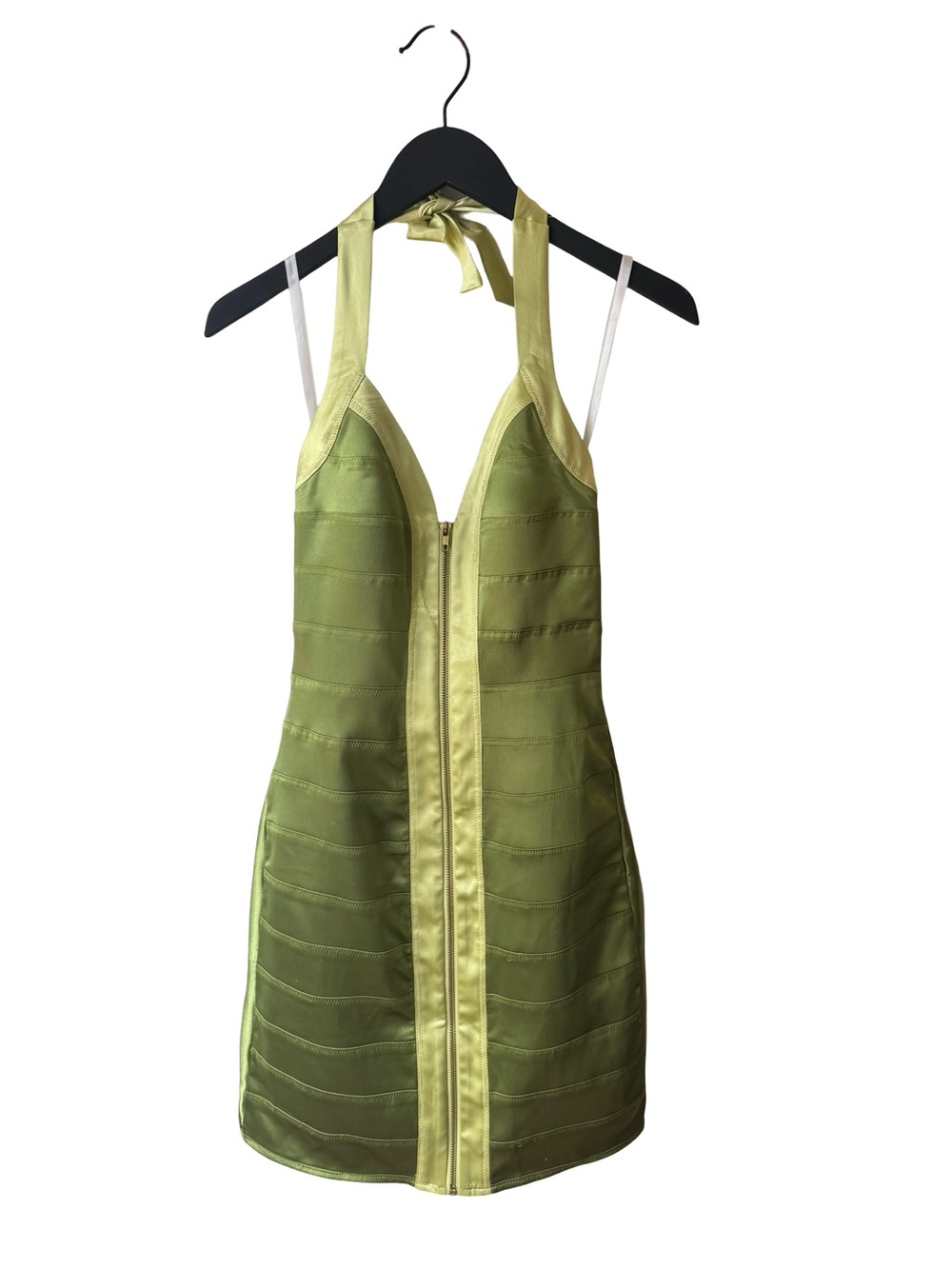 le chateau Lime Green Halter Bandage Mini Dress